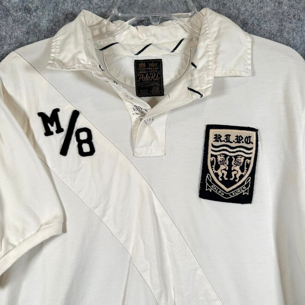 VTG Y2K Polo Ralph Lauren Polo Shirt Mens XL White Rugby Crest 90s M/8